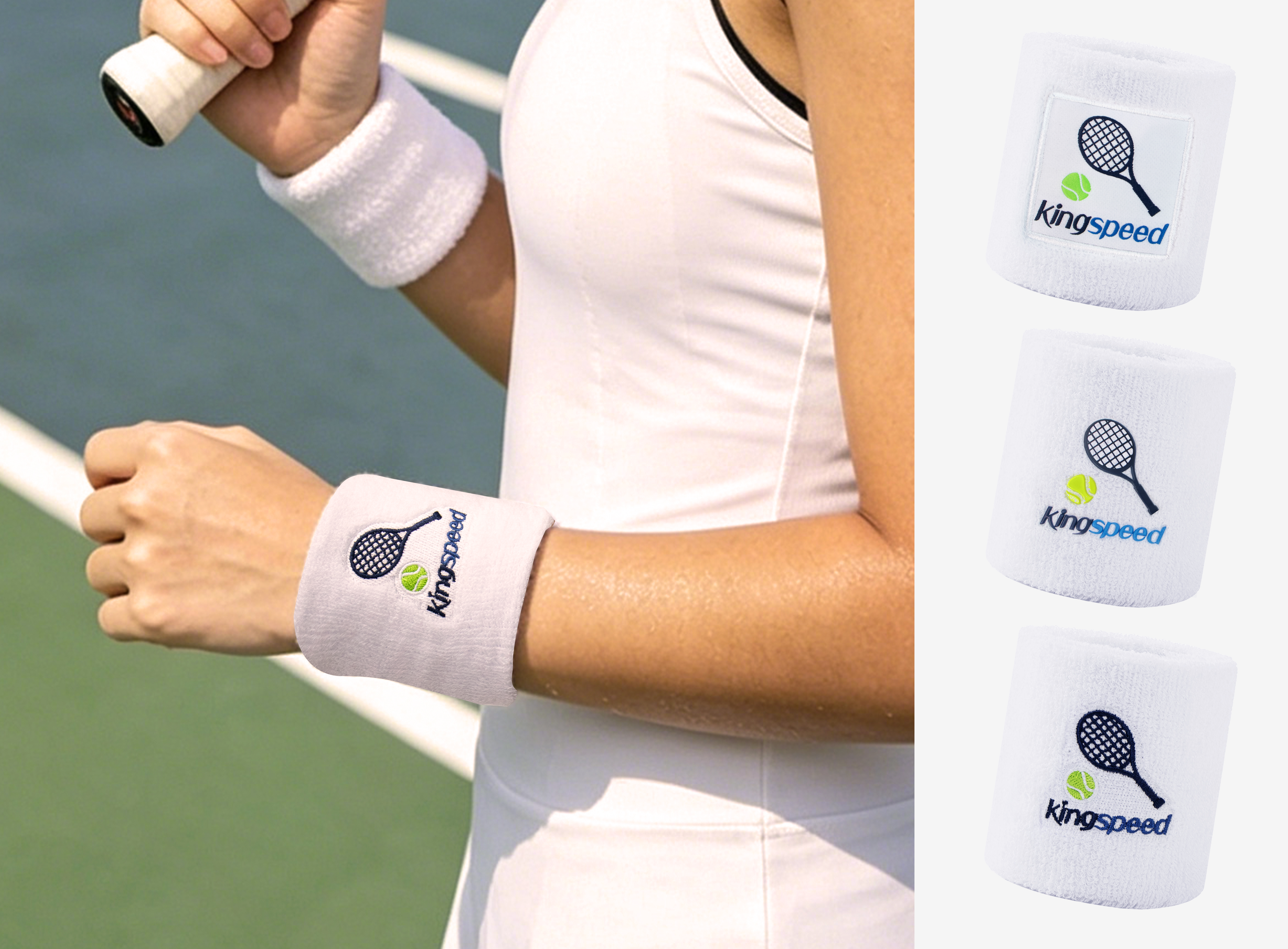 Custom terry cloth wristbands by Kingspeed Sports